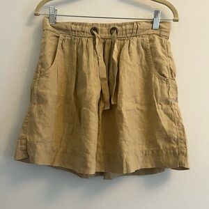 J Crew 100% Linen Mini Skirt - Khaki/Beige- Size 0